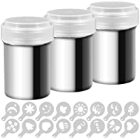 AIFUDA - Juego de 3 espolvoreadores de acero inoxidable con tapa de malla fina- ideal para espolvorear café o cacao…